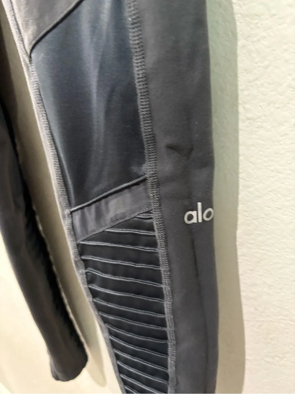 ALO Yoga Black Ribbed-Panel High-Waist Leggings